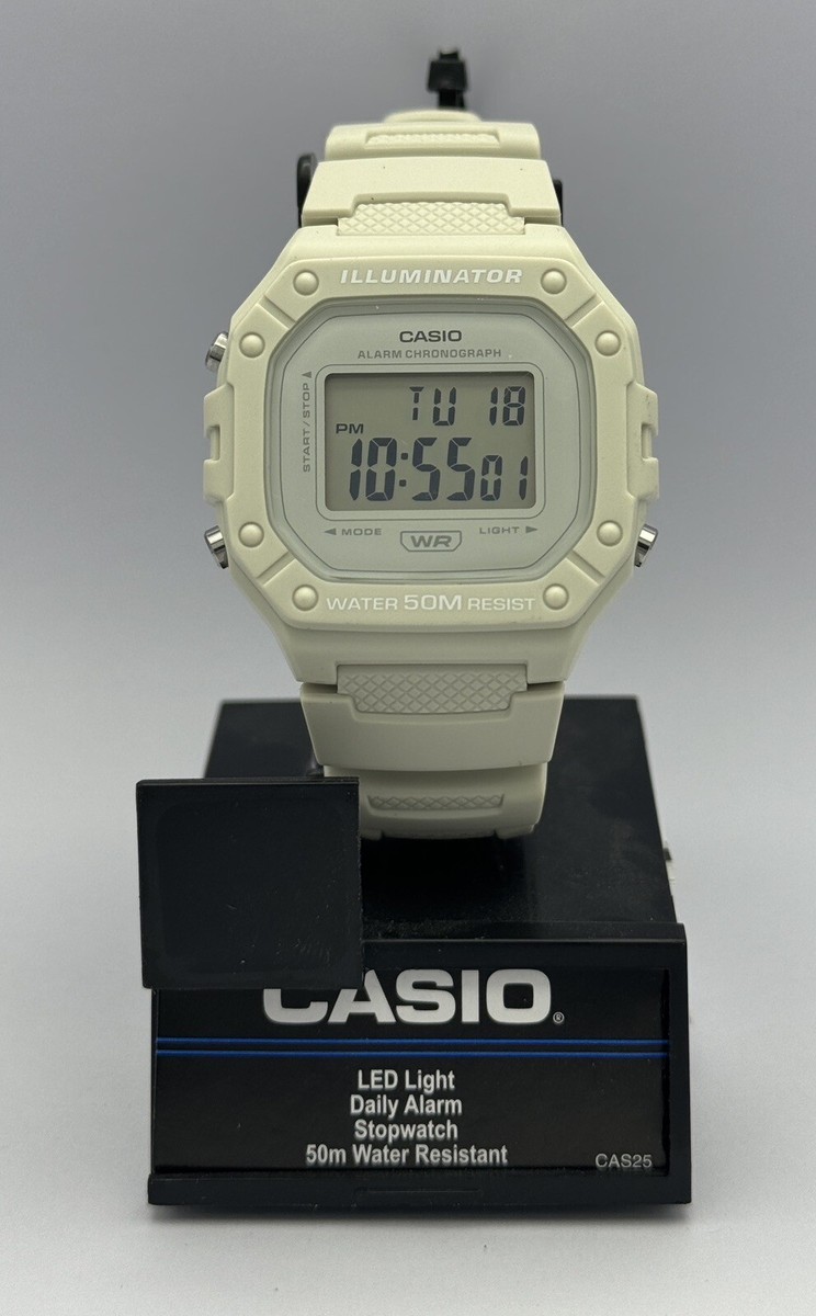 Casio W218HC-8AV, Chronograph Watch, White Resin Band, Alarm