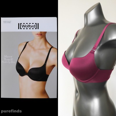 WOLFORD SHEER TOUCH PUSH UP BRA UK 32C EU 70C in acai NWT