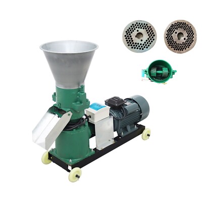 2 Plates 5mm 6mm Feed Granulator Feed Pellet Mill Machine 220V 150kg/h 2Roller