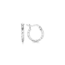 Womens Teens Kids Sterling Silver Small Petite Hoop Earrings 0.60" in Snap Lock