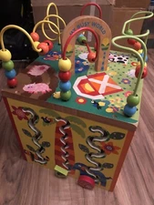 Vtg Wooden  My Busy World ACTIVITY CUBE  Learnig toy ABC’s