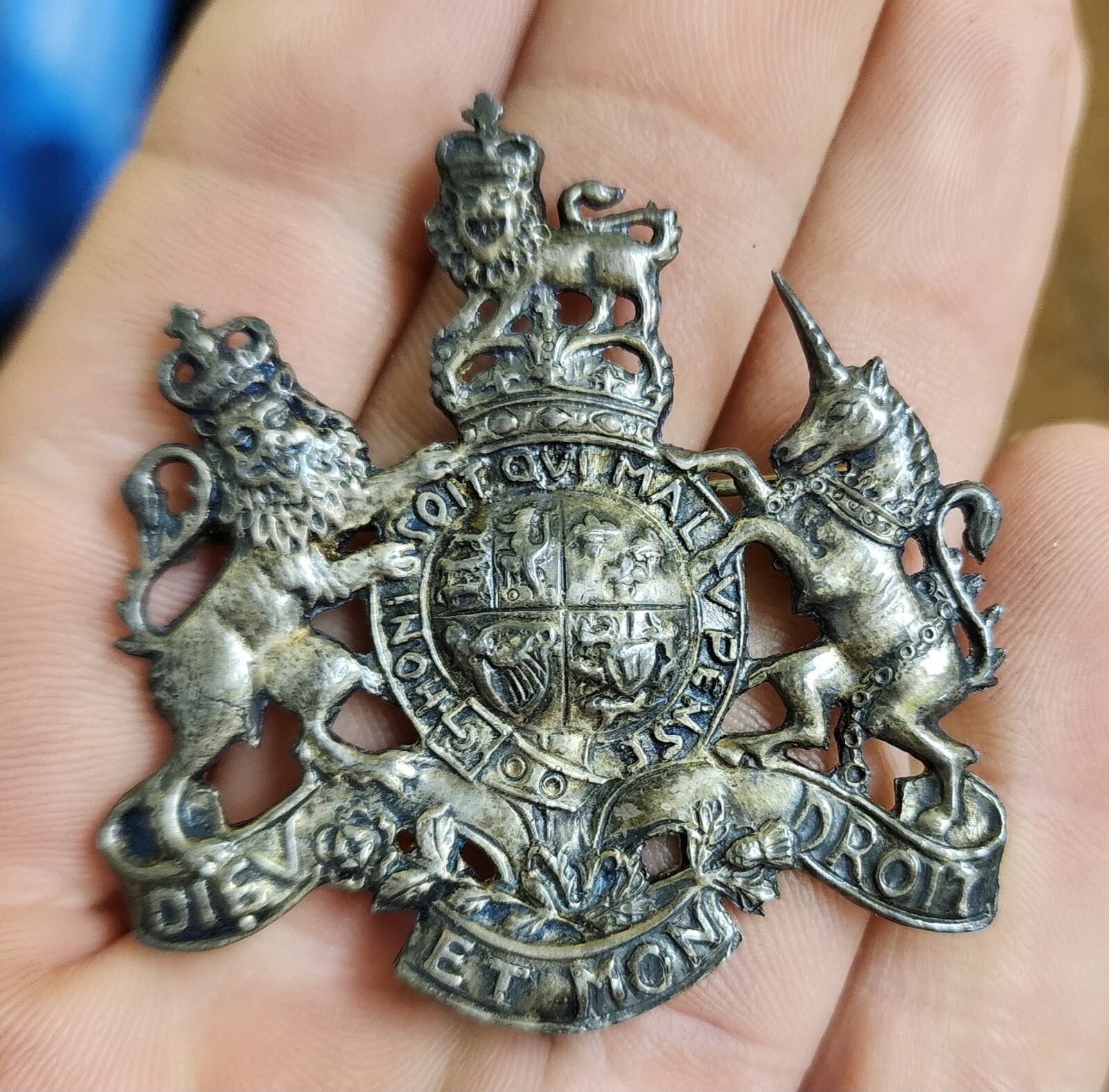 WW2 Sterling Stieff Dieu Et Mon Droit British Coat Of Arms Brooch Pin