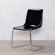 BLACK ACRYLIC DINING CHAIR METAL CANTILEVER FRAME RETRO SEATING