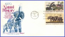 USA5 #1388 U/A FLEETWOOD 2 FDC Combo2  African Elephant