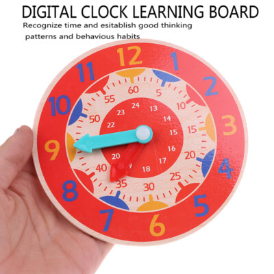 Wooden Colorful Clock Cognition Clocks For Kids Early Preschool Teaching Ai_J·:J