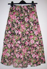 TARA STARLET Size XS Black Floral Midi Skirt BNWT