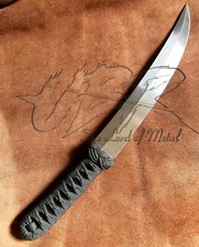 UBR CUSTOM HANDMADE D2 TOOL STEEL HUNTING WAKIZASHI KNIFE WITH LEATHER SHEATH