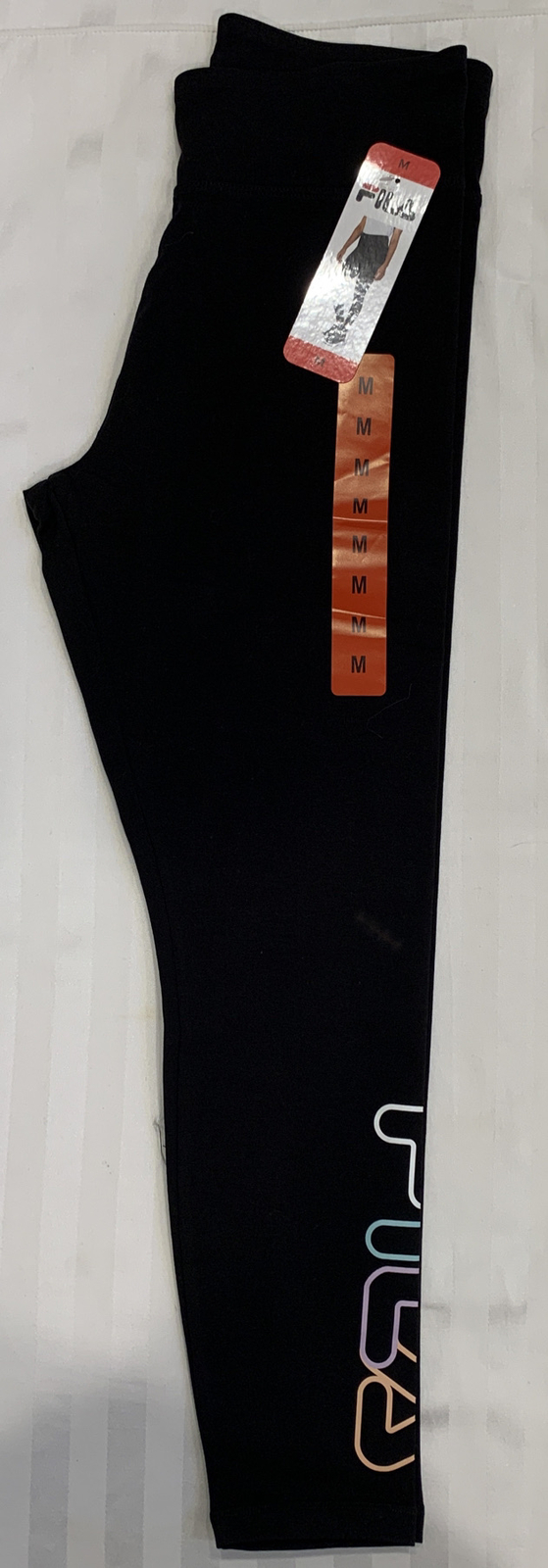 Fila Leggings donna nero cotone logo pastello taglia media nuovi con etichetta