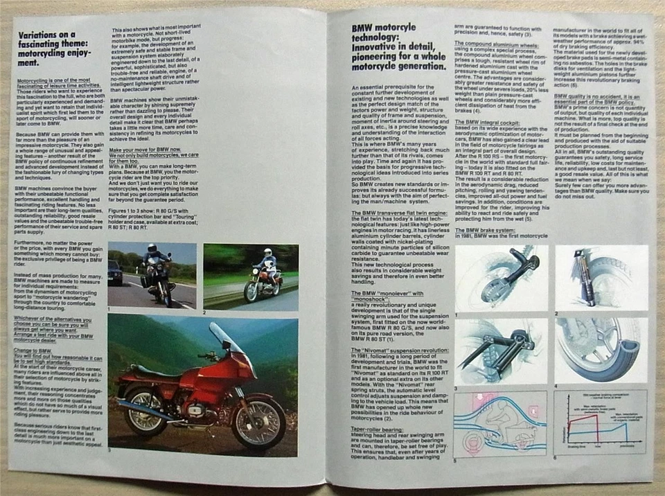 BMW MOTORCYCLES RANGE Sales Brochure For 1983 #211200620 11/82 R100RS R80RT R65 - Image 2 of 3