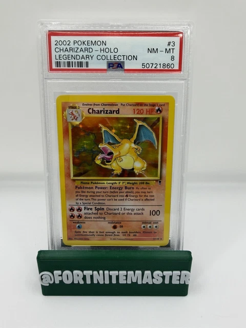 2002 Pokemon Legendary Collection # 3 Charizard Holo PSA 8 Card NM-MT