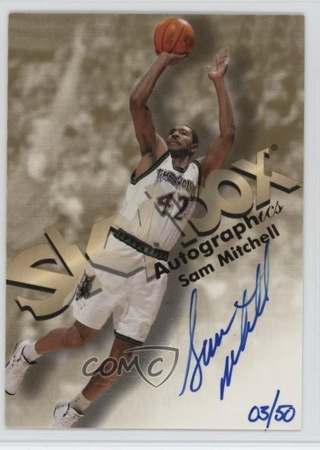 1998-99 Skybox Premium Autographics Blue Ink /50 Sam Mitchell Auto 1u3g
