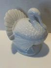 LE SMITH MILK GLASS TURKEY Covered Candy Dish 7” White Thanksgiving Vintage
