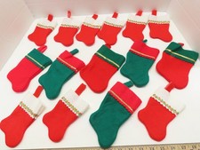 15 Mini Vintage Christmas Stockings Lot Felt D3424