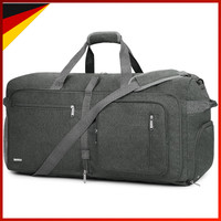 Reisetasche 65L Faltbar Mit Schuhfach Weekender HandgepäCk Grau Herren Damen