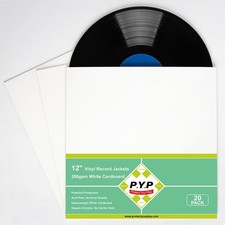 20ct 12-Inch LP Vinyl Record Jackets 350gsm White Cardboard Covers Blank Album