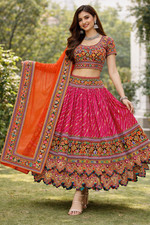Mirror Work Chaniya Choli for Navratri  Garba Lehenga Dandiya Dress