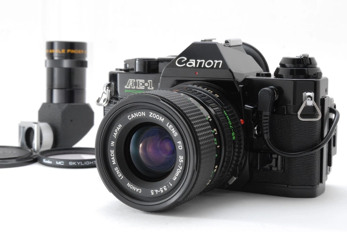 [COMO NUEVO] Canon AE-1 Programa AE-1P Cuerpo Negro + 35-70 mm + Buscador de ángulos B de JAPÓN