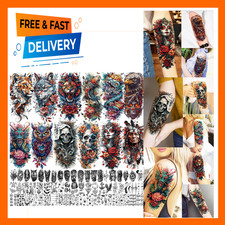 Temporary Tattoos Set, Skull and Animal Designs, 71 Sheets, Halloween Fake