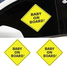 Baby On Board Car Window Decal - 5x5 Inch Bright Yellow Se Size: Baby On Board
