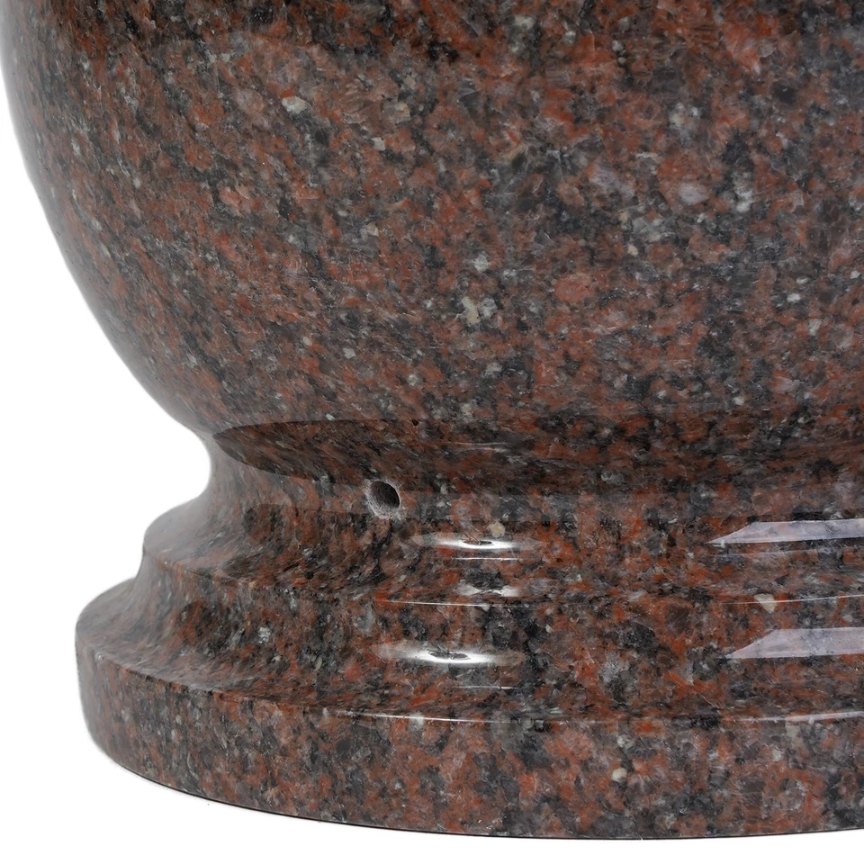 Grab-Vase Granit Aurora Rot Kugel-Vase Friedhof Grab-Schmuck Blumen Grab-Schale - Bild 4 von 4