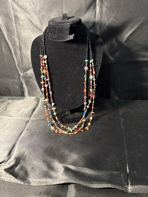 Multicolor Native American Style Beaded Multistrand Necklace Toggle Clasp