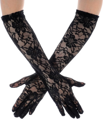 1 Pair Schwarze Spitzenhandschuhe, Spitzenhandschuhe Hochwertige Spitze Schwarz