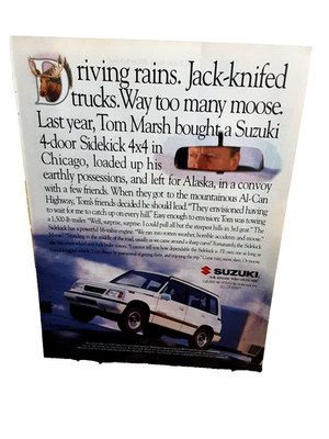 1993 Suzuki Sidekick 4x4 Ad Too Many Moose Alaska Road Trip Print