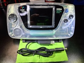 SEGA GameGear w/ PowerAdapter-RECAPPED-NewGlassCover-NewClearShell-FIRM!-0619