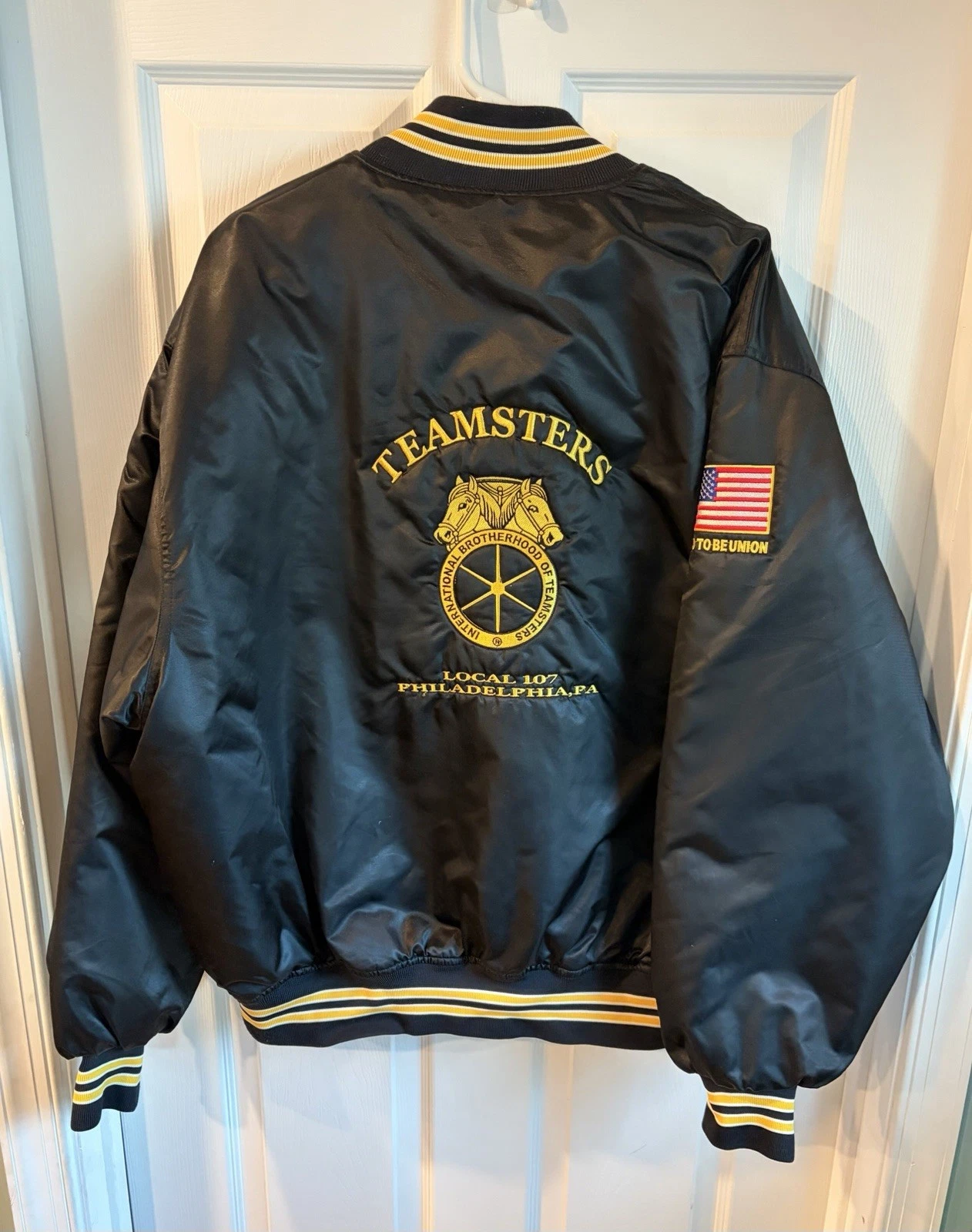 Vtg 90s Teamsters Local 107 Philly Satin Bomber Jacket 2XL Game Sportswear - product detail image 6