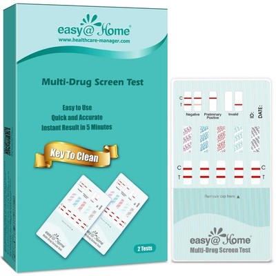 Easy@Home 2 Pack Multi-Drug Screen Test, 10 Panel Urine Drug Tests Kit