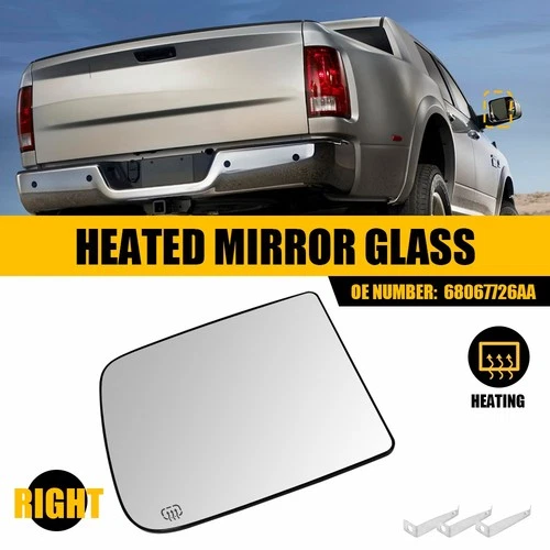 New For 09-10 Dodge Ram 1500 2500 Mirror Glass Power Heated Right Passenger Side