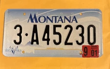 2001 Montana Passenger License Plate 3-A45230