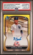 Brandon Mayea 2023 Bowman Chrome Prospect Yellow Refractor RC /75 PSA 10 AUTO 10