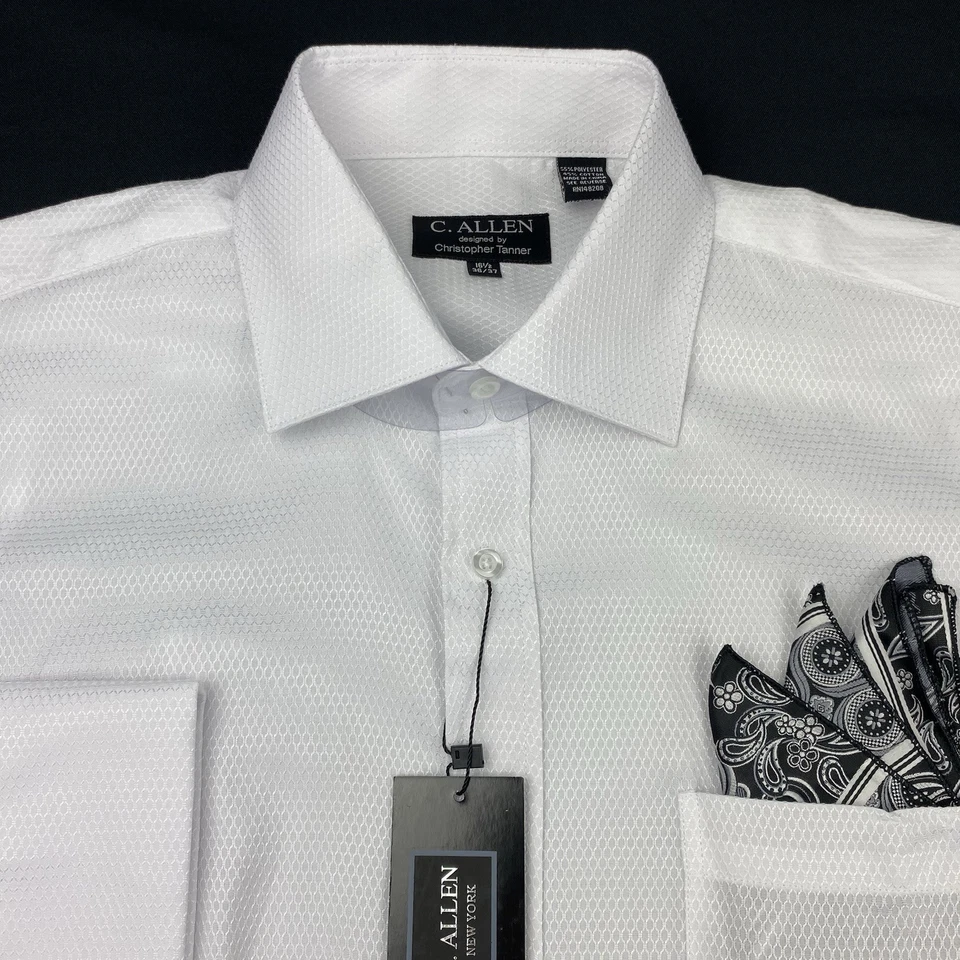 C. ALLEN Нью-Йорк платье рубашка мужская 16,5-36/37 белый французский манжеты w/ссылки новый с Ярлыками! - Изображение 2 из 4