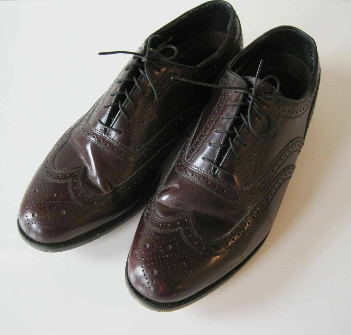 Florsheim Imperial Comfortech Mens 7.5 D Burgundy Leather Wingtip Oxford 663310 Florsheim Men Imperial Leather Wingtip Maroon Size 10D  main image 4