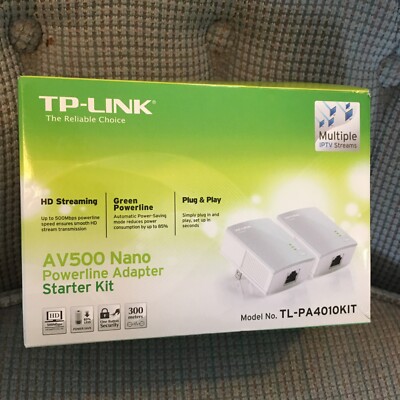 TP Link AV500 Nano Powerline Starter Kit TL PA4010KIT Brand New Open Box