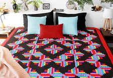 Patchwork Abstract style Scrap Quilt Log Cabin FINISHED QUILT