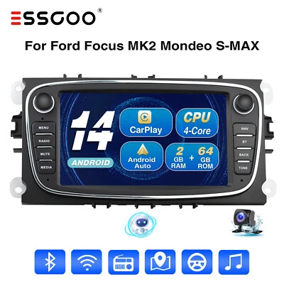 2+64G Autoradio Carplay Android 15 GPS NAV Cam MIK Für Ford Focus 2 Mondeo S-Max - Bild 1 von 4
