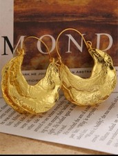 Large Gold Hoop Earrings Vintage Style Metal Chunky Statement Huge Hoops Big