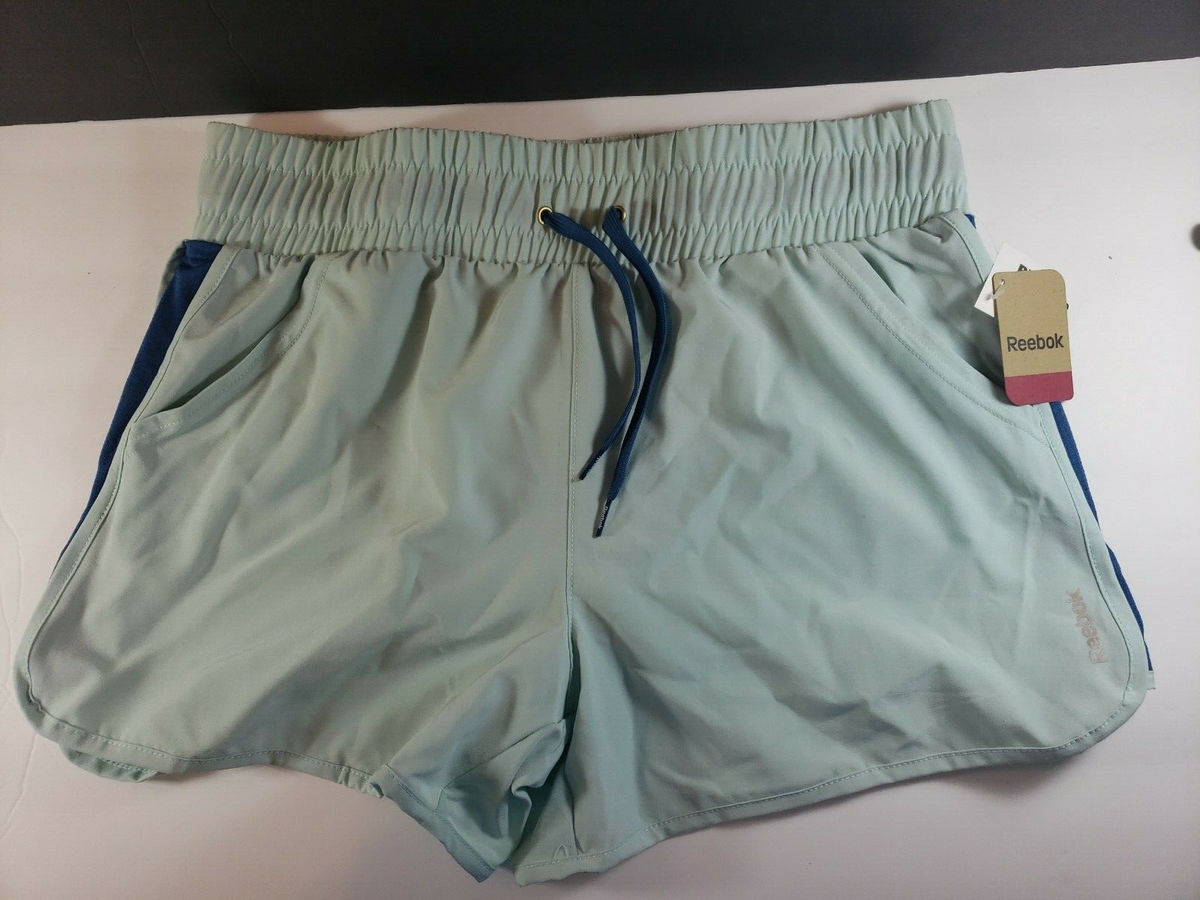 Reebok Women's Workout Ready High-Rise Shorts Blue Pockets XL GR12