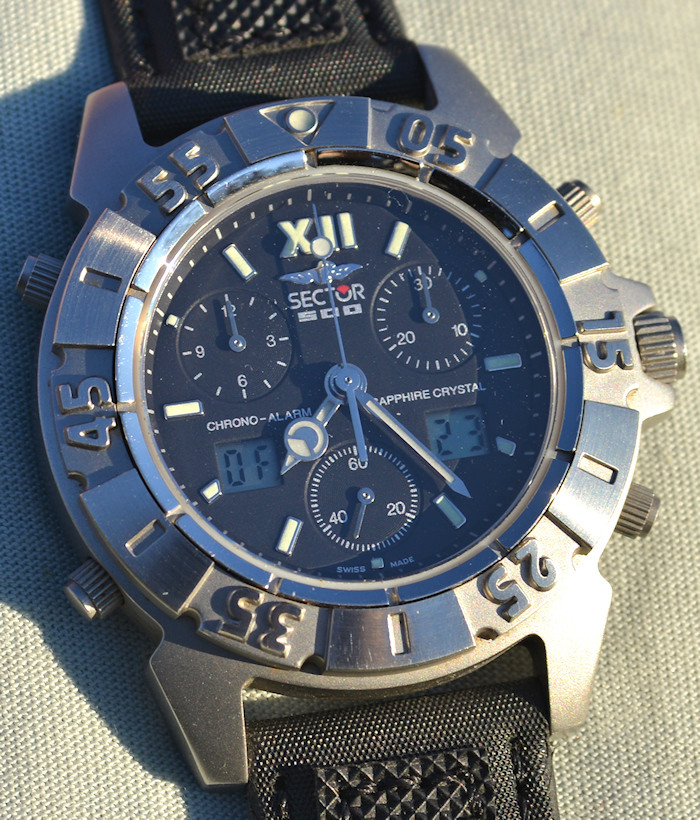 chrono digitale analogico con allarme SECTOR SNL 500 NUOVO con box e