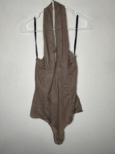 Bebe Rose Is A Rose Halter Neck Brown Bodysuit Size Large