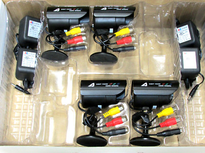 4x Wired Surveillance Cameras with 4x Power Supply NEW