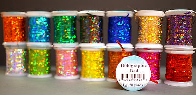 Holo Tinsel LARGE 1,6mm 14 megabrillante Farben Cascade USA 18 Meter Spulen 