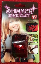 Magic Reversible Glitter Sequin Slap Bracelet Party Girls - RED