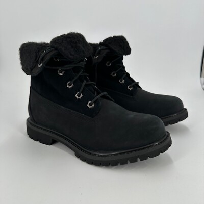 ‼️美品‼️Timberland Black Timberland Authentics Teddy Fleece Fold Down Boots Black Nubuck