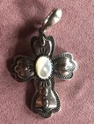 American West Sterling Silver Cross With White Mother Of Pearl Center Pendant!