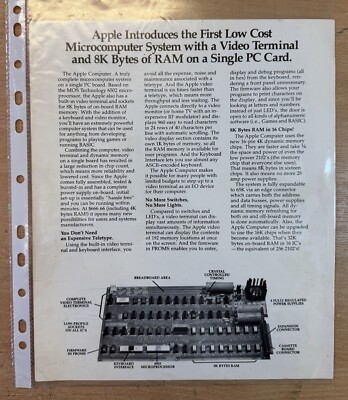 Apple Microcomputer System mit Video Terminal & 8k Bytes Ram Datenblatt