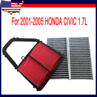 Fit For 2001-05 HONDA CIVIC 1.7L Engine Air Filter & Carbon Cabin Air Filter Set