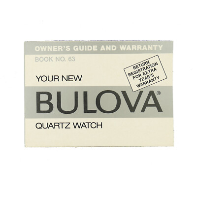BULOVA VINTAGE OWNER'S GUIDE & WARRANTY BOOK NO.63 YOUR NEW BULOVA